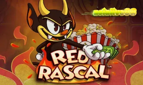 Tampilan layar permainan slot Red Rascal dengan latar belakang taman hiburan yang ceria.